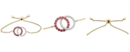 Macy's Ruby (3/8 ct. t.w.) & Diamond (1/8 ct. t.w.) Interlocking Ring Bolo Bracelet in 14k Gold
